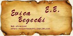 Evica Begečki vizit kartica